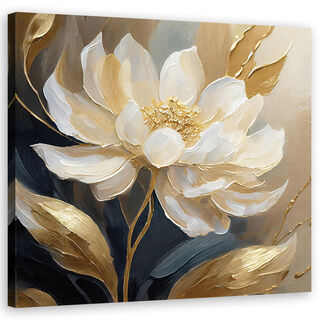 Canvastavla, Blommor guld glamour