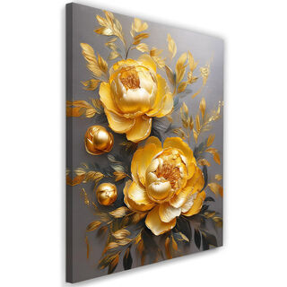 Canvastavla, Golden Peony Flower Glamour