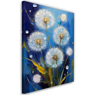 Canvastavla, Blåsare Blommor målade blå - (60x90)