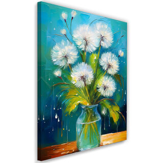 Canvastavla, Blowfish blommor i en vas turkos