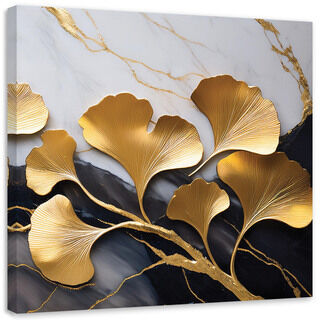 Canvastavla, Ginko Botanicals Blommor Marmor Grå Guld