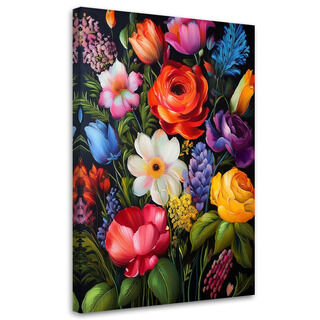 Canvastavla, Färgade blommor Natur Botanik