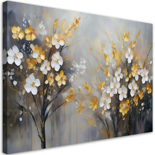 Canvastavla, Abstrakt träd blommor guld