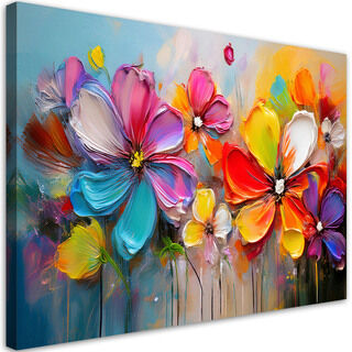 Canvastavla, Abstrakt pastell färgglada blommor