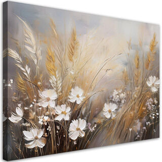 Canvastavla, Fältgräsblommor Boho Beige