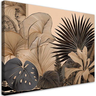 Canvastavla, Monstera Blad Palmer Växter Beige