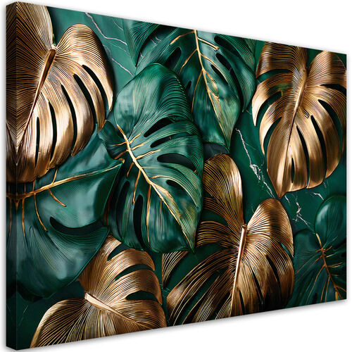 Canvastavla, Guldgröna Monstera blad