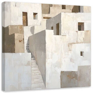 Canvastavla, Abstrakt konst, beige byggnader, arkitektur