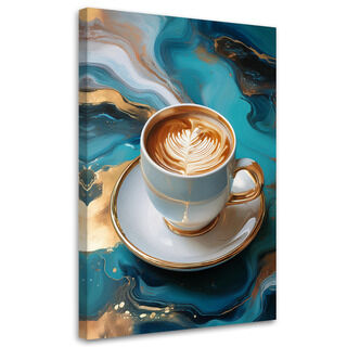 Canvastavla, Kaffekopp turkos marmor