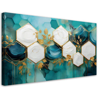 Canvastavla, Hexagon Abstrakt Turkos