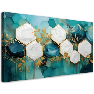 Canvastavla, Hexagon Abstrakt Turkos