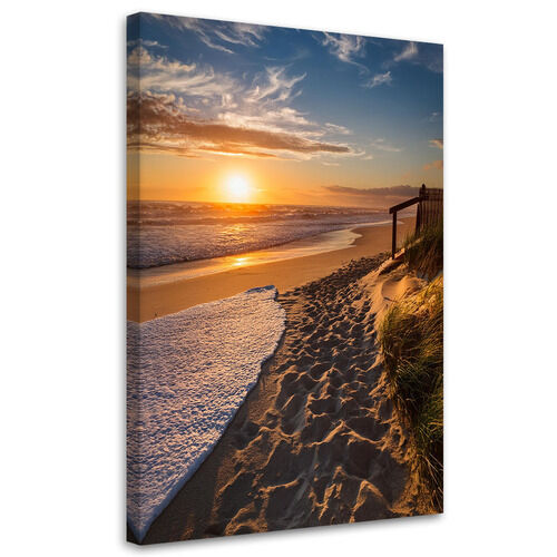Canvastavla, Solnedgång på stranden Landskap