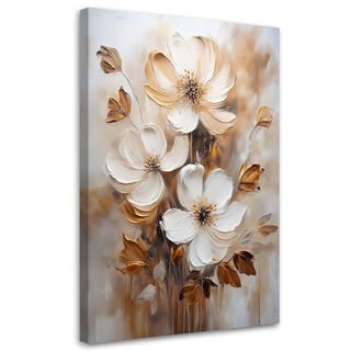 Canvastavla, Beige blommor målade