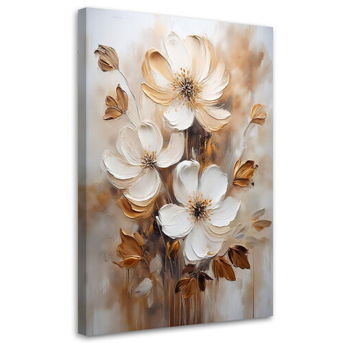 Canvastavla, Beige blommor målade