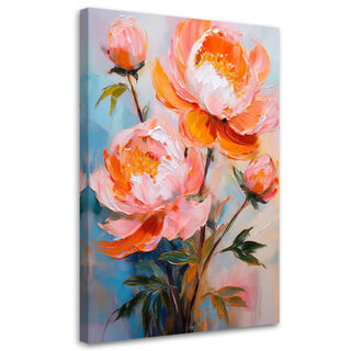 Canvastavla, Orange pionblommor Natur