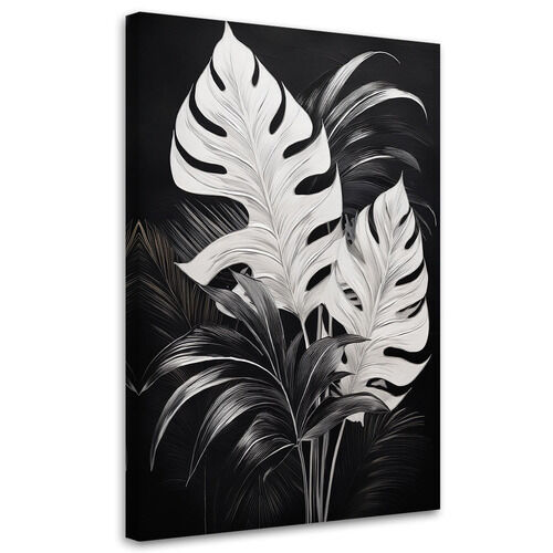 Canvastavla, Monstera-blad Svart och vitt loft