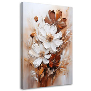 Canvastavla, Vita blommor på beige bakgrund