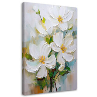 Canvastavla, Vitmålade blommor Natur