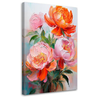 Canvastavla, Pioner blommor rosa natur