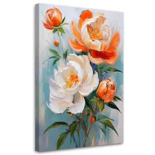 Canvastavla, Pioner blommor orangevita