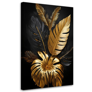 Canvastavla, Guldmonstera palmblad