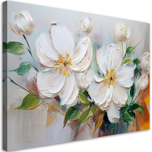 Canvastavla, Vita quiltade blommor som om de vore målade