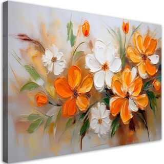 Canvastavla, Vita orange vildblommor