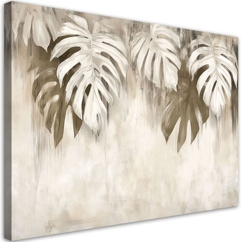 Canvastavla, Monstera-blad hängande beige