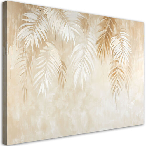 Canvastavla, Beige tropiska palmblad boho-stil