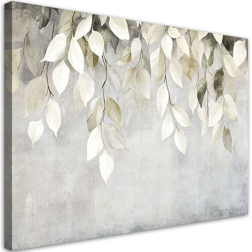 Canvastavla, Beige hängande blad kvistar betong boho