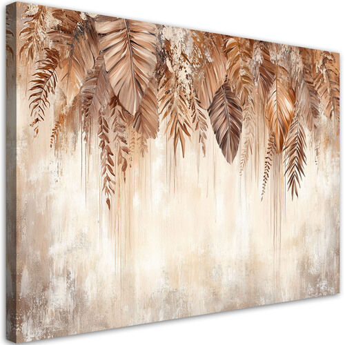 Canvastavla, Hängande beige bruna blad natur boho