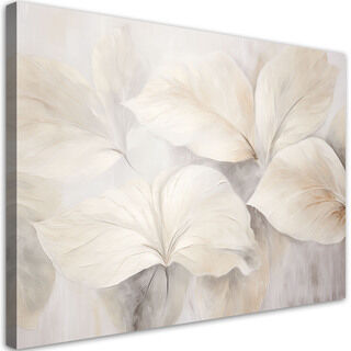 Canvastavla, Växtblad beige natur 3d boho