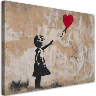 Canvastavla, Banksy Flicka med ballong Beige
