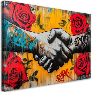 Canvastavla, Handskakning Gatukonst Banksy