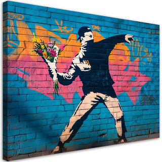 Canvastavla, Banksy ”Flower Thrower” Gatukonst