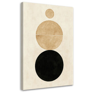 Canvastavla, Cirklar Minimalism Svart Beige Geometrisk