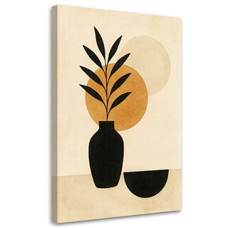 Canvastavla, Vase Blad Minimalism Beige Ghana