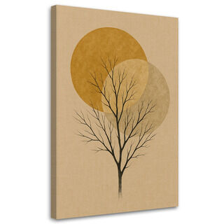 Canvastavla, Träd Minimalism Guld Beige Natur