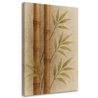 Canvastavla, Bambublad Akvarell Beige Natur