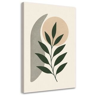 Canvastavla, Löv Gren Minimalism Beige Grön