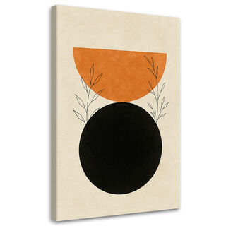 Canvastavla, Löv Minimalism Svart Orange