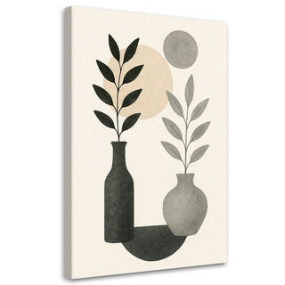 Canvastavla, Vaser löv abstrakt neutral minimalism