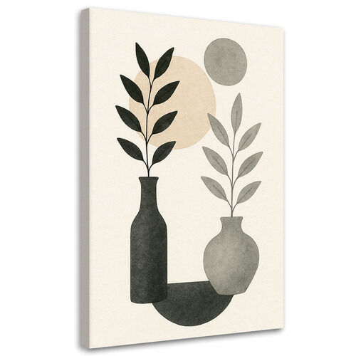 Canvastavla, Vaser löv abstrakt neutral minimalism