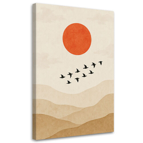 Canvastavla, Fåglar sol minimalism beige natur