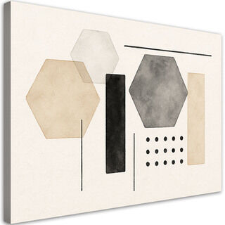Canvastavla, Abstrakt geometri Minimalism Beige Grå