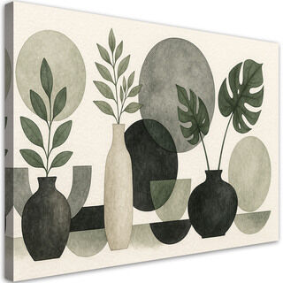 Canvastavla, Blommor Blad Minimalism Grön Natur