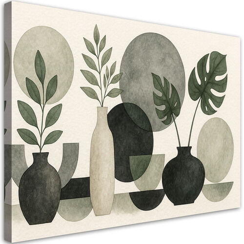 Canvastavla, Blommor Blad Minimalism Grön Natur