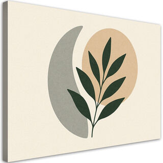 Canvastavla, Blad Kvist Minimalism Grön Beige
