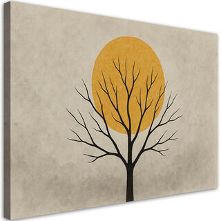 Canvastavla, Träd Sol Minimalism Beige