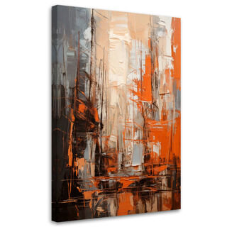 Canvastavla, Abstrakt Akryl Orange Brun Modern